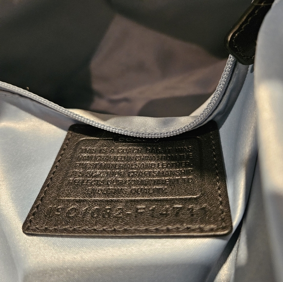 COACH Zoe Signature Black Canvas Hobo Shoulder Bag with Black Leather Trim - Picture 15 of 16